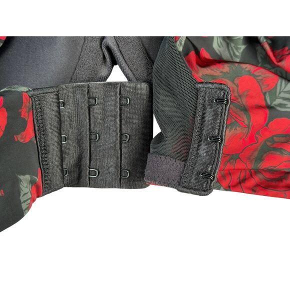 Torrid Red Bkack Rose Floral Push Up Plus Size Bra size 44C - Picture 3 of 8